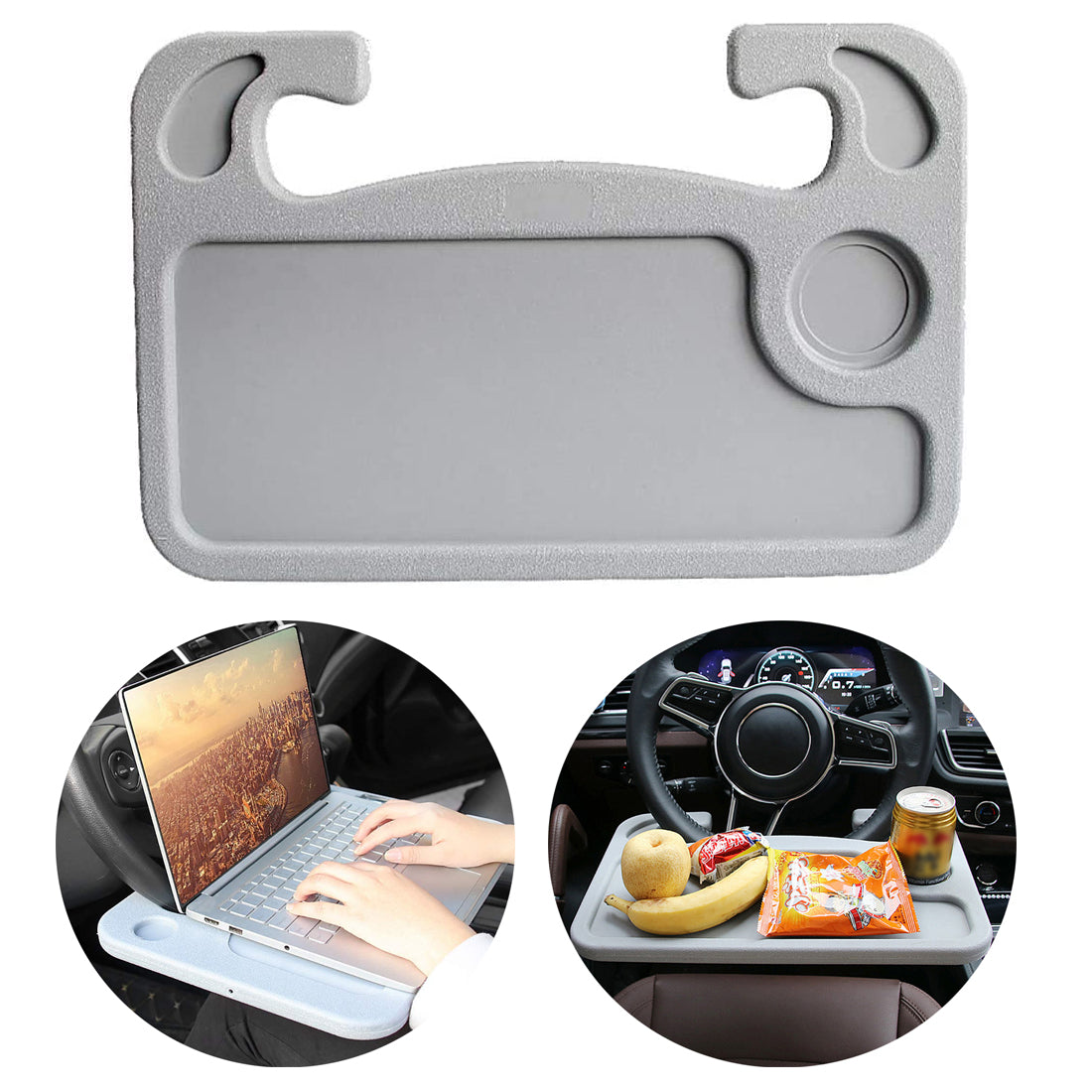 Furulu Multifunctional Foldable Car Steering Wheel Back Seat Tray Table Desk  Mount with Drawer For Tablet PC 